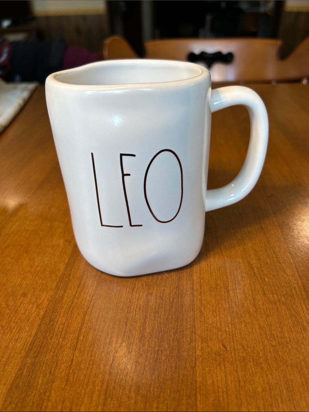 Rae Dunn LEO White Ceramic Mug with Handle